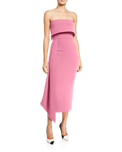 Alex Perry Alexander Strapless Asymmetric Dress In Pink