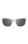 Nike Essential Endeavor Wraparound Sunglasses In Crystal Clear/ Dark Grey
