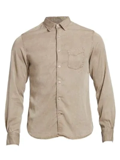 Officine Generale Benoit Pigment Dyed Button-up Shirt In Burnt Olive