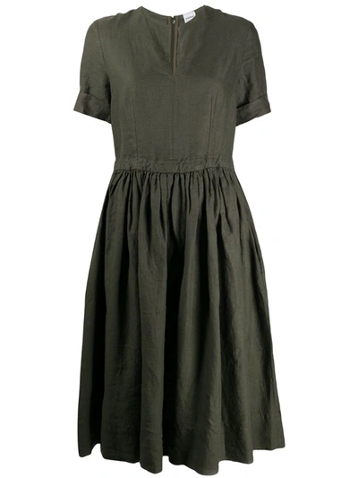Aspesi V-neck Drawstring Dress In Green