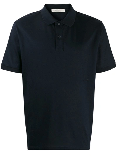 Bottega Veneta Ribbed Collar Polo Shirt In Blue