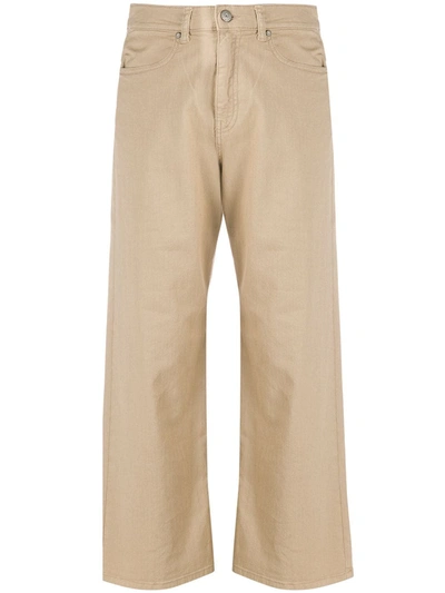 P.a.r.o.s.h Wide Leg Cropped Jeans In Neutrals