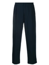 Acne Studios Cropped Tapered Pleated Stretch-cotton Trousers In Blue