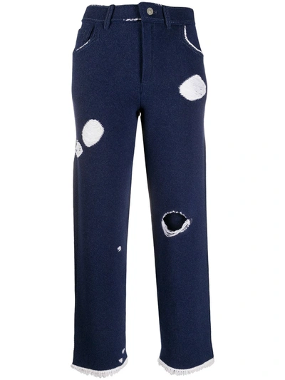 Barrie Denim-inspired Knitted Boyfriend Trousers In Blue