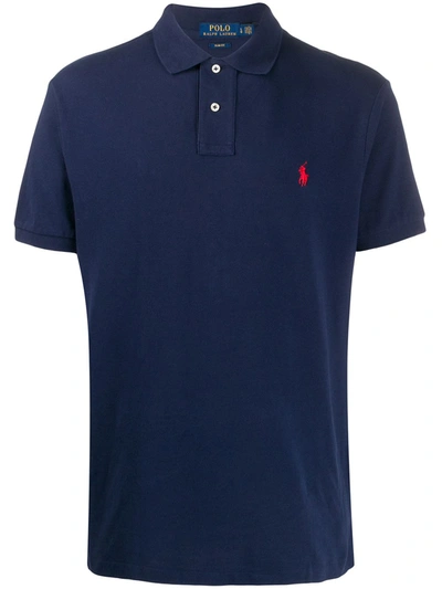 Ralph Lauren Embroidered Logo Polo Shirt In Blu