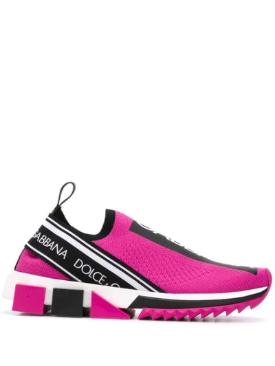 Dolce & Gabbana Sorrento Stretch-mesh Sneakers In Pink