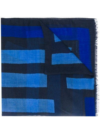 Etro Cashmere Rectangle Pattern Scarf In Blue