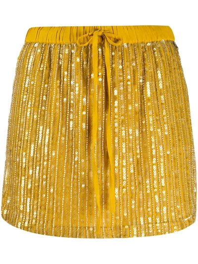 Twinset All-over Sequin Mini Skirt In Yellow