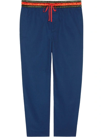Gucci Logo Detail Cropped Trousers In Blue