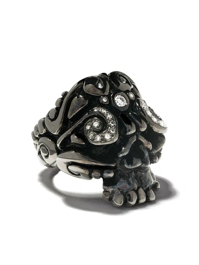 Duffy Black Rhodium Skull Ring