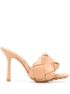 Bottega Veneta Intrecciato Weave 100mm Sandals In Neutrals