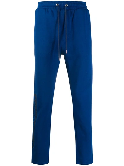 Kenzo Dual-fabric Logo Jogging Trousers In Blue