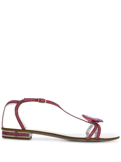 Casadei Butterfly Embellished Sandals In Pink