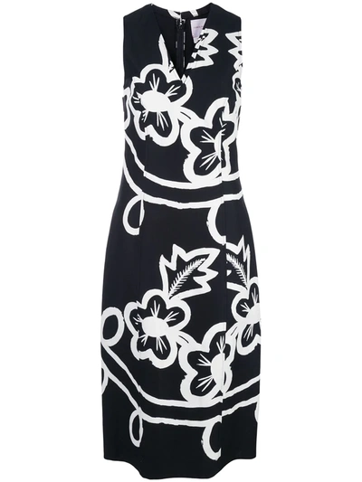 Carolina Herrera Floral Print Sheath Dress In Black