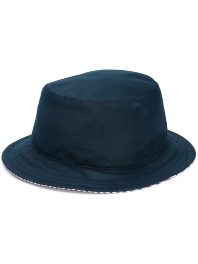Thom Browne Grosgrain-trimmed Striped Wool Bucket Hat In Blue