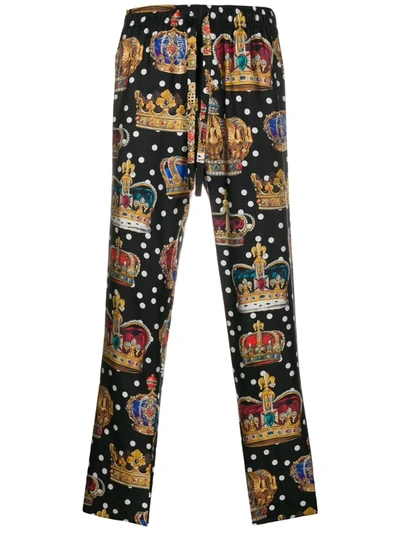 Dolce & Gabbana Graphic Print Track Trousers In Black