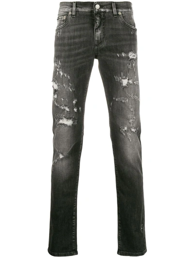 Dolce & Gabbana Distressed Skinny Jeans In Grey