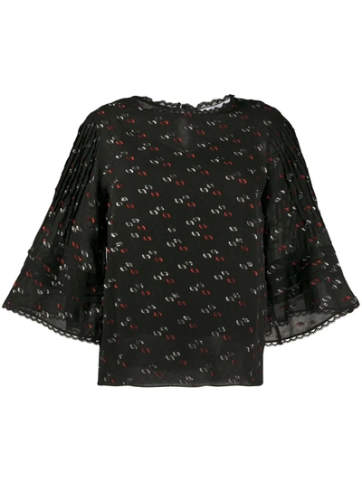 See By Chloé Embroidered Wide Sleeve Blouse In Black