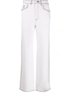 Barrie Denim-inspired Knitted Straight Trousers In White