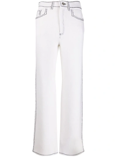 Barrie Denim-inspired Knitted Straight Trousers In White