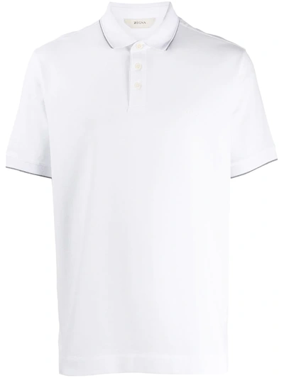 Ermenegildo Zegna Poloshirt Mit Logo-stickerei In White