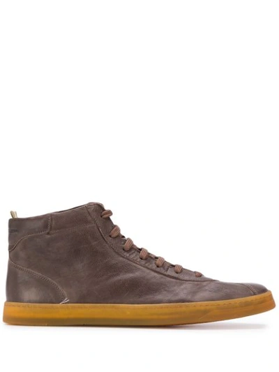 Officine Creative Grained Effect Ankle Length Sneakers In Brown