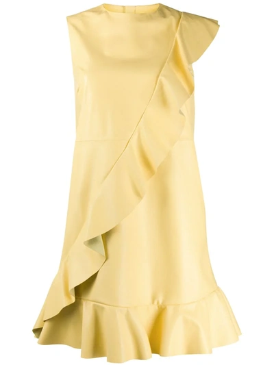 Red Valentino Ruffled Sleeveless Mini Dress In Yellow