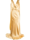 Alberta Ferretti Drape-detail Wrap-front Gown In Gold