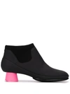 Camper Alright 50mm Ankle Boots In Black/ Pink Leather