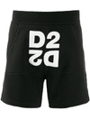 Dsquared2 Double Logo Printed Track Shorts In Black