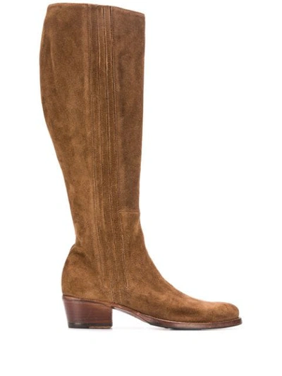 Alberto Fasciani Yara Textured Knee-length Boots In Brown/beige