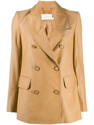 Zimmermann Double Breasted Fitted Blazer In Neutrals