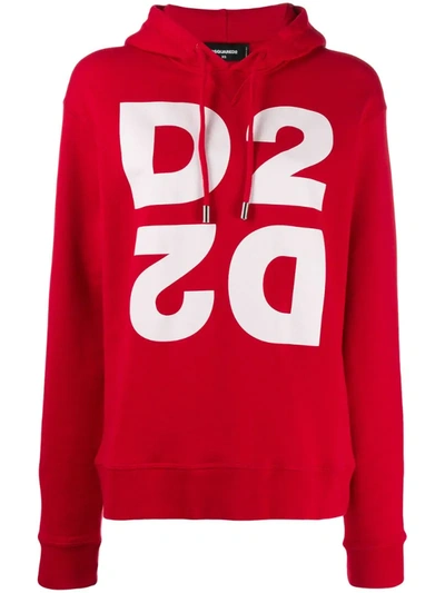 Dsquared2 Monogram Hooded Sweatshirt In Red