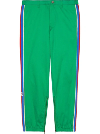 Gucci Logo Tape Cropped Trousers In Green