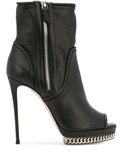 Casadei Open Toe Ankle Boots In Black