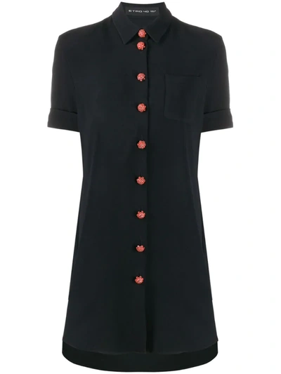 Etro Contrast Button Shirt Dress In Black