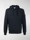 Stone Island Brand Patch Hoodie In Blue