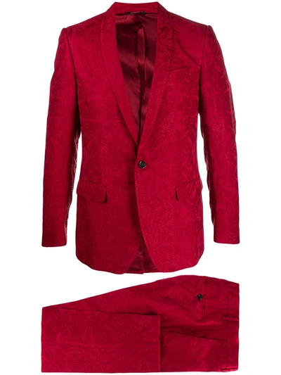 Dolce & Gabbana Baroque-print Single-breasted Suit In Red