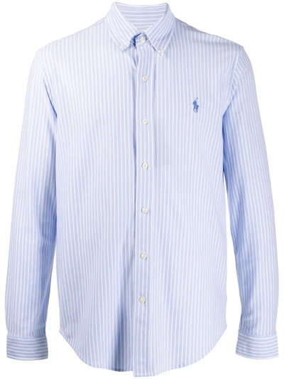 Ralph Lauren Logo-embroidered Striped Shirt In Blue