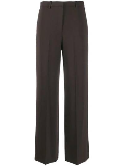 Theory Tailored Straight Leg Trousers In Brown