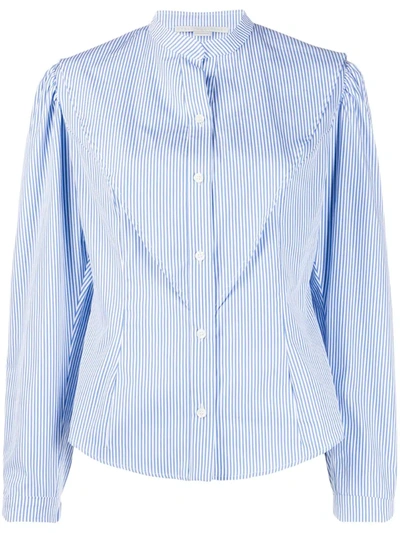 Stella Mccartney Striped Mandarin Shirt In Blue
