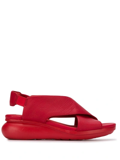 Camper Balloon Crossover Strap Sandals In Red