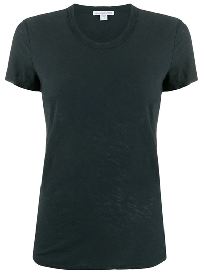 James Perse Curved Hem Shortsleeved T-shirt In Blue
