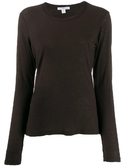 James Perse Longsleeved Round Neck T-shirt In Brown