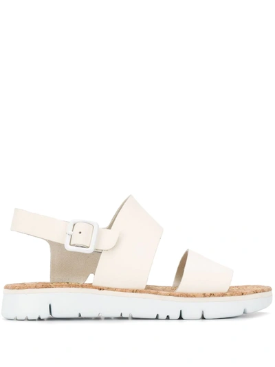 Camper Oruga Leather Strappy Sandals In Light Beige Leather