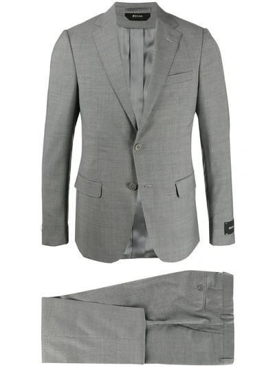 Z Zegna Slim-fit Checked Suit In Grey