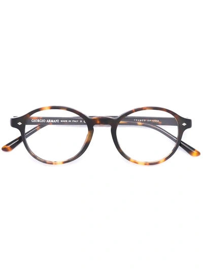 Giorgio Armani Round Frame Glasses In Brown