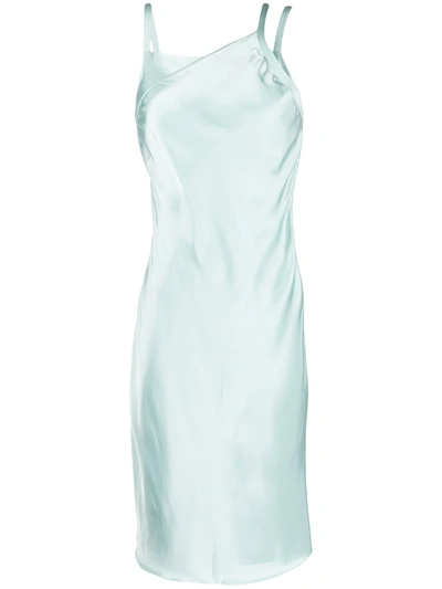 Helmut Lang Double Front Satin Slipdress In Blue
