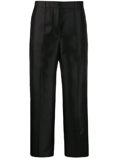 Givenchy Navy Cropped Straight-leg Wool Trousers In Black