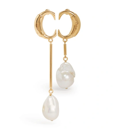 Chloé Gold-tone Darcey Asymmetric Pearl Drop Earrings